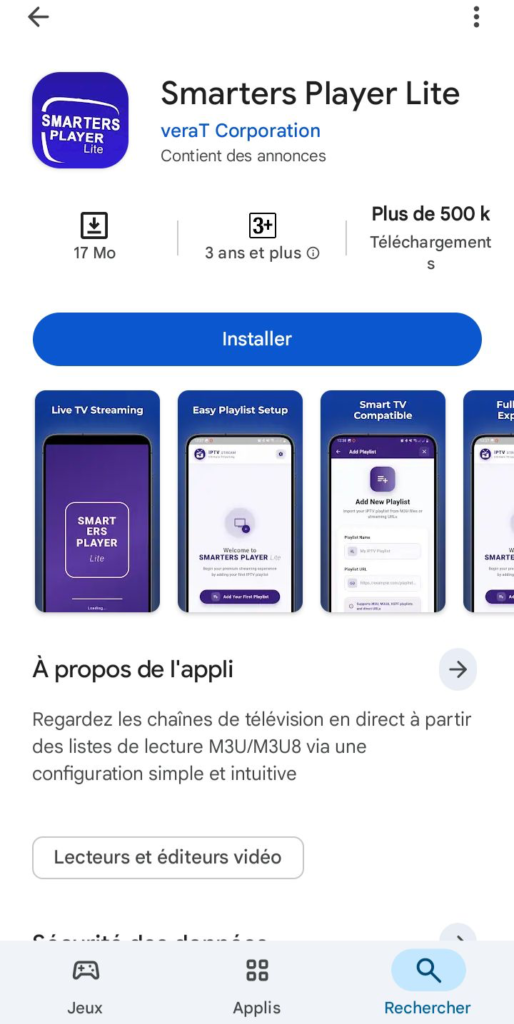 Smarters player lite pour Android
